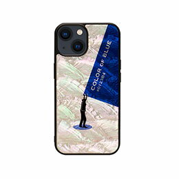 【ポイント20倍】ikins 天然貝ケース for iPhone 14 Royal Blue 背面カバー型 I23568i14