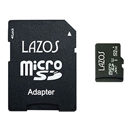 【ポイント20倍】【20個セット】 Lazos microSDXCメモリーカード 512GB UHS-I U3 CLASS10 紙パッケージ L-B512MSD10-U3X20