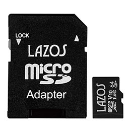 【ブラックフライデーでP最大47倍】【20個セット】 Lazos 高耐久microSDカード 64GB 紙パッケージ L-B64MSD10-U3V10X20