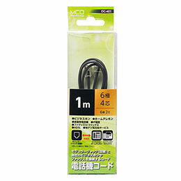 【マラソンでポイント最大46倍】ミヨシ 電話機コード 6極4芯 1m 黒 DC-401/BK