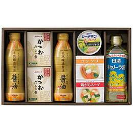 お歳暮・お中元、出産祝い、父の日や母の日ギフトに。調味料詰合せ厳選した食卓の必需品を心を込めてお届け。天然醸造しょうゆ450ml×2本・はごろもシーチキンLフレークオリーブオイル70g×1缶・マルトモかつおだしの素(4g×4袋)2箱・コンソメ(5g×2袋)・鶏がらスープ(5g×2袋)各1箱・日清キャノーラ油380g×1本・賞味期間/製造日より常温約540日・[日本製]・【乳成分・小麦】 箱サイズ:40.5×24.5×7cm・80サイズ・2120g メーカー型番:CR-D