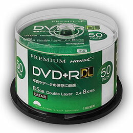 【マラソンでポイント最大46倍】HIDISC データ用 DVD+R DL 片面2層 8.5GB 50枚 8倍速対応 インクジェットプリンタ対応 HDVD+R85HP50