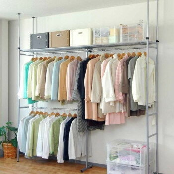 【クーポン配布中】ツッパリウォークインクローゼットハンガーラック(奥行45cm) ワイド　SW-50 W