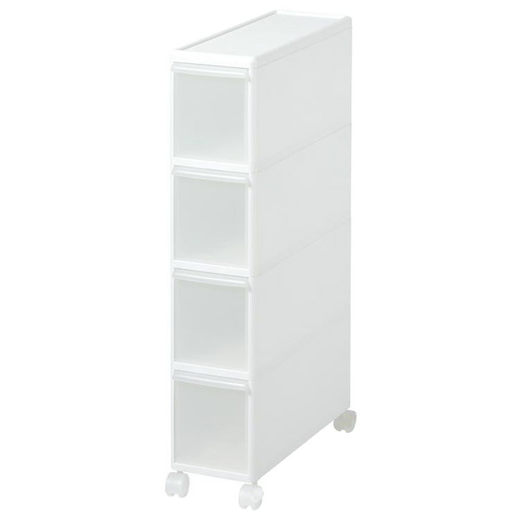 【クーポン配布中】吉川国工業所　収納ストッカー　スリムストレージ トールストッカー　4段　幅17cm　(キャスター付き)　ホワイト　TS-4