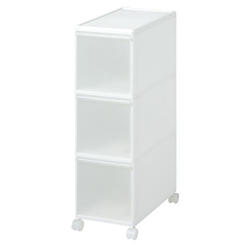 【クーポン配布中】吉川国工業所　収納ストッカー　スリムストレージ ミディストッカー　3段　幅25.5cm　(キャスター付き)　ホワイト　MS-30