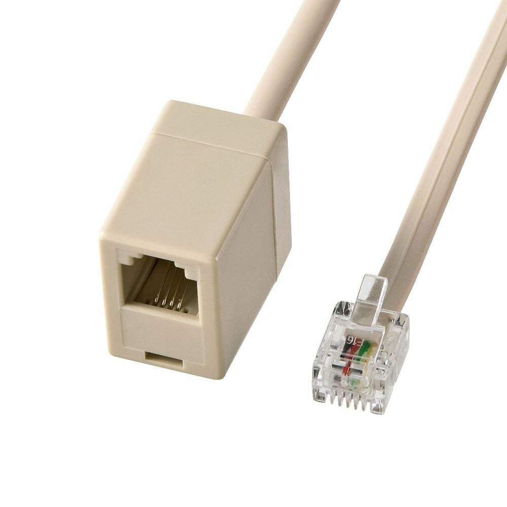 ケーブルタイプなので取り回しに便利です。サイズ個装サイズ：7×3×21cm重量個装重量：100g生産国中国RJモジュラーコンセントを延長するケーブル。・電話ケーブル(RJ11モジュラーケーブル)を延長できます。・ISDN機器にも対応、ISDN回線とDSUまたはDSU内蔵TAを接続するケーブルの延長にも使用できます。・約2mm厚の延長ケーブルです。・6極4芯なのでホームテレホンやビジネスホンに対応しています。もちろん6極2芯の機器にも安心して使用できます。・NTT端子結線準拠です。【ご注意】※ケーブルの抜き差しの際にはプラグのツメを押した状態で行ってください。ケーブルを強く引っ張ると断線の原因になります。※ケーブルをステイプルや釘などで固定しないでください。※ケーブルを動かした際にノイズが入ったり音声がとぎれたりする場合には断線の可能性があります。ご使用を中止し、新しいものと交換してください。ケーブルタイプなので取り回しに便利です。fk094igrjs