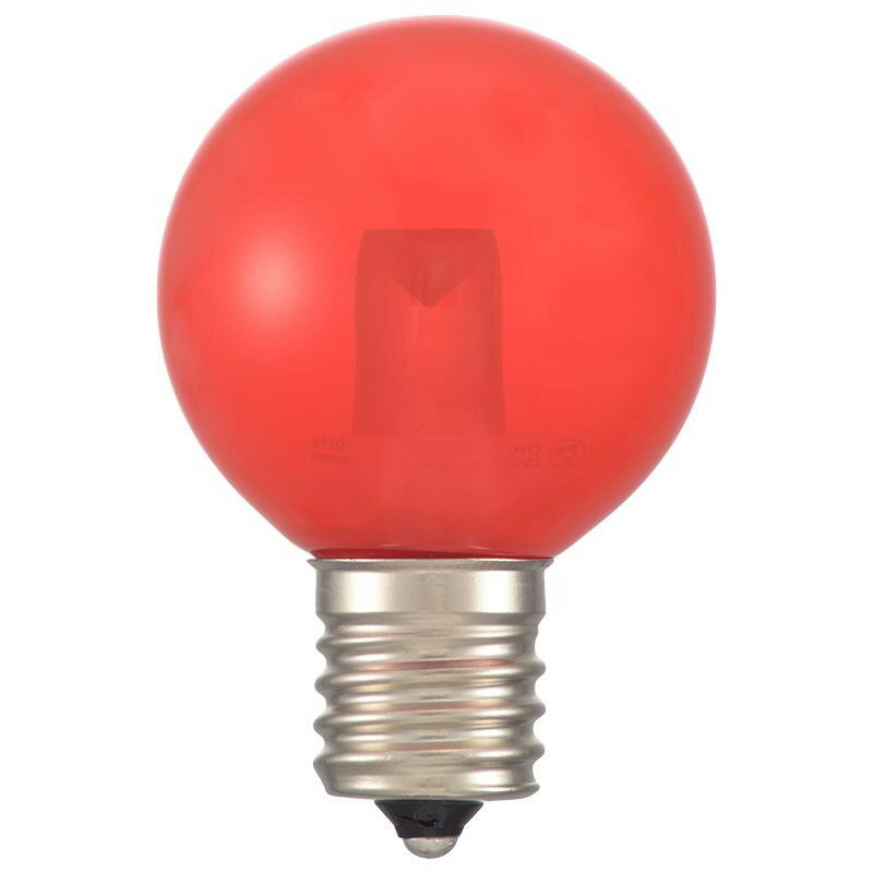 【ポイント20倍】OHM LEDミニボール球装飾用 G40/E17/1.2W/8lm/クリア赤色 LDG1R-H-E17 13C