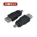 【ポイント20倍】変換名人 10個セット 変換プラグ USB A(メス)→microUSB(オス) USBAB-MCAX10