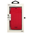 MINI 公式ライセンス品 iPhoneX専用 PUレザー手帳型ケース PC Transparent Booktype Case - PU Leather - Debossed Lines - Red iPhone XMIDAFLBKTPXRE
