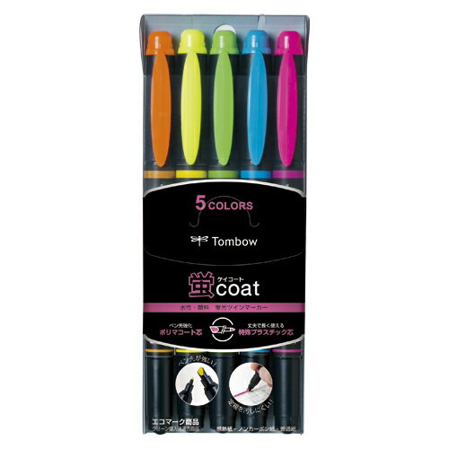 【ポイント20倍】(まとめ) 蛍光マーカーペン トンボ鉛筆 蛍コート WA-TC5C 4901991641677 ●仕様:5色セット 1個【×20セット】