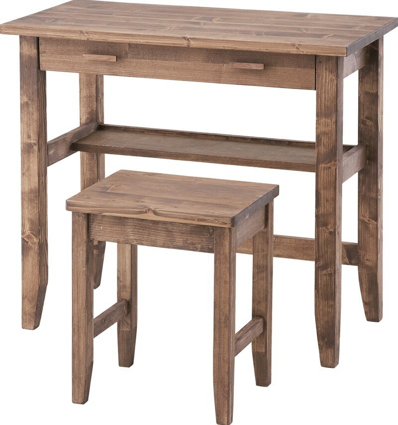 【ポイント20倍】デスク＆スツール デスク:W80×D40×H70 スツール:W36×D28×42 ブラウン