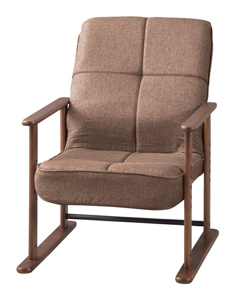 【クーポン配布中】高座椅子S W56×D56.5～74.5×H67.5～85×SH29/32/35/38 ブラウン 高座椅子 座椅子 7段階リクライニング 4段階高さ調節 シンプル 折りたたみ ゆったり ブラウン グレー 1