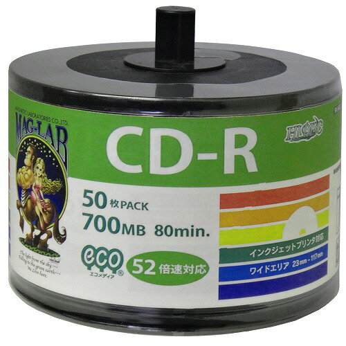 HI DISC CD-R 700MB 50枚エコパック データ用 52倍速対応 白ワイドプリンタブル 詰め替え用エコパック HDCR80GP50SB2