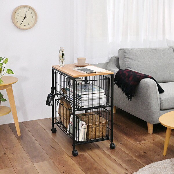 【クーポン配布中】押入れ 収納ラック 2段 〔 バスケットサイズ 深型2個 〕 キャスター付き スリム 収..