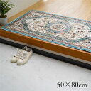【クーポン配布中】玄関マット 約50×80cm ブルー 抗菌 防臭 消臭 丈夫 耐久性 弾力性 トルコ製 ウィルトン織 玄関カーペット インテリア家具【代引不可】