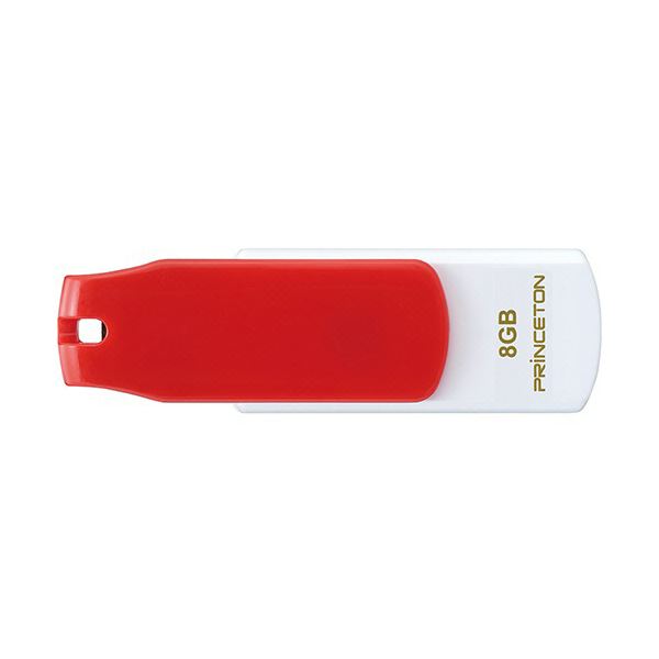 【クーポン配布中】(まとめ）プリンストン USBフラッシュメモリーストラップ付き 8GB レッド/ホワイト PFU-T3KT/8GMGA 1個【×10セット】