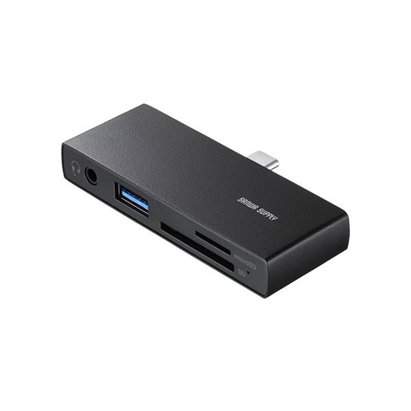 サンワサプライ USB 5Gbps Type-C カードリーダー USB1ポート搭載 ブラック ADR-5TCSD2BK
