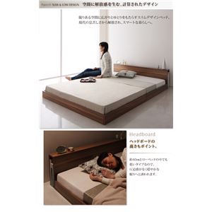 【マラソンでポイント最大43倍】フロアベッド ダブル【Une freise】【ポケットコイルマットレス:ハード付き】 ウォルナットブラウン スリムヘッドボードフロアベッド【Une freise】ユヌフレーズ