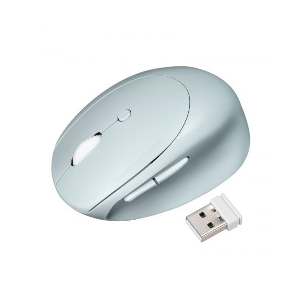 サンワサプライ 静音ワイヤレス コンボ 小型エルゴノミクスマウス 充電式 5ボタン ブルー MA-EWBBS522BL