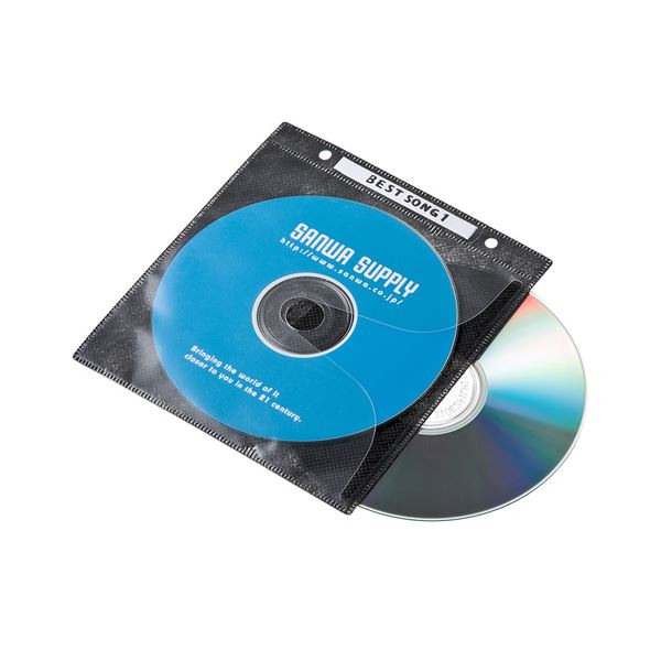 【ポイント20倍】【5個セット】 サンワサプライ DVD・CD不織布ケース（リング穴付・ブラック） FCD-FR100BKNX5