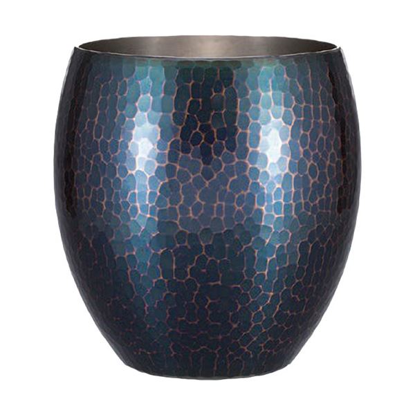 【ポイント20倍】新光金属 純銅青被仕上げ 手打ち鎚目焼酎カップ(大) BR-007B