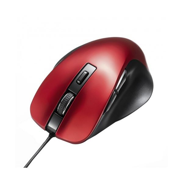 【クーポン配布中】（まとめ） サンワサプライ有線ブルーLEDマウス（5ボタン） レッド MA-YB518R 1個 【×3セット】