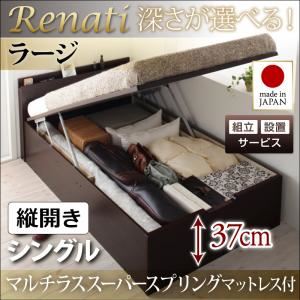 【ポイント20倍】【組立設置費込】収納ベッド シングル・ラージ【縦開き】【Renati】【マルチラススーパースプリングマットレス付】ホワイト 国産跳ね上げ収納ベッド【Renati】レナーチ【代引不可】