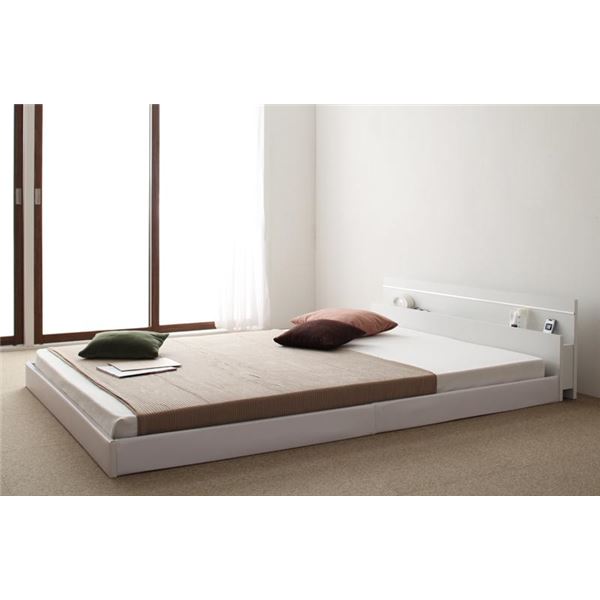 【クーポン配布中】フロアベッド ワイドK190【Joint Wide】【ポケットコイルマットレス付き】 ホワイト モダンライト・コンセント付き連結フロアベッド【Joint Wide】ジョイントワイド【代引不可】