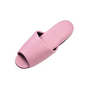 （まとめ）抗菌ビニールレザー調スリッパ（前開き） ピンク 10足