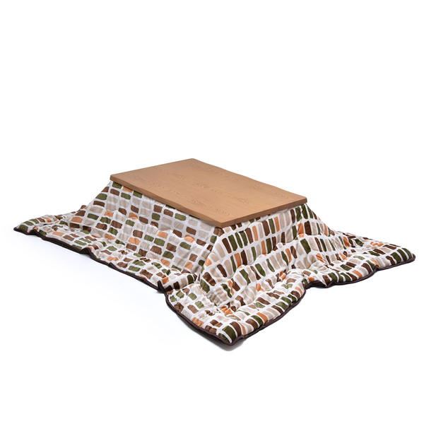 【ポイント20倍】〔2点セット〕 こたつ 約幅120cm 栓柄転写 ナチュラル こたつ布団：マルチカラー カラフルボックス 組立品 リビング ダイニング【代引不可】