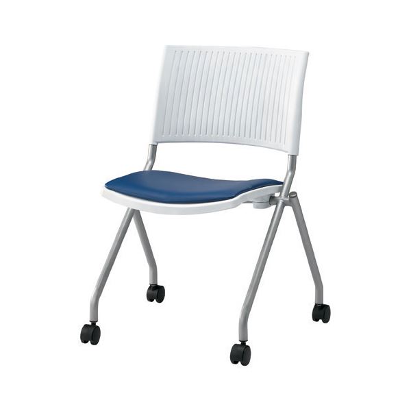 【ポイント20倍】ジョインテックス 会議椅子(スタッキングチェア/ミーティングチェア) 肘なし 座面：合成皮革(合皮) キャスター付き FJC-K6L NV 【完成品】