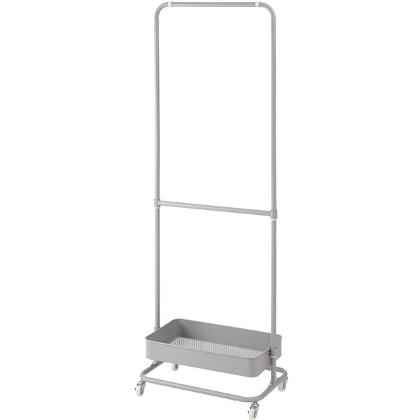 ハンガーワゴン グレー トレイ1段 （約W59.5×D37×H150／175cm） 組立式