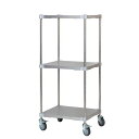 【スーパーセール割引商品】ステンレス シェルフ ワゴン 46×60 H120 3段 キャスター付き 日本製 耐錆 耐薬性 耐久性 冷蔵 冷凍 高温多湿対応 組立式(3)