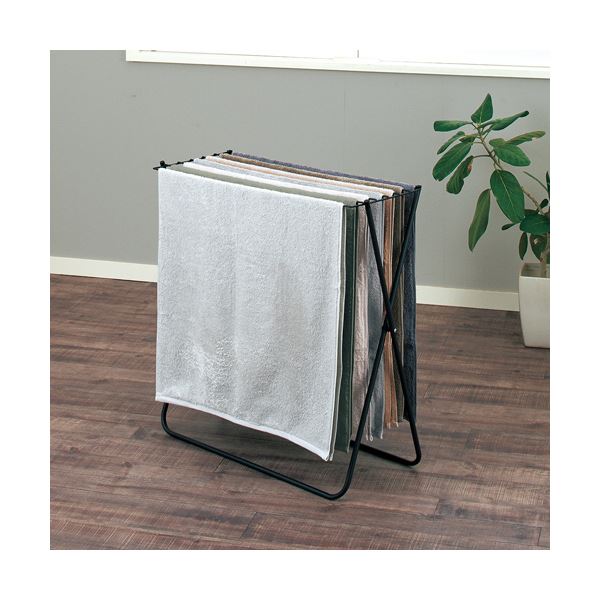 【クーポン配布中】（まとめ） 天馬 ポーリッシュブラック物干し バスタオルスタンド PSBK-02 1個 【×3セット】