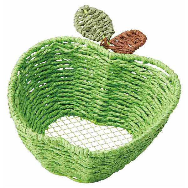 【クーポン配布中】【3個セット】 ちどり産業 フルーツバスケット りんご型 (約幅15×奥行20×高さ6cm) グリーン 80-42