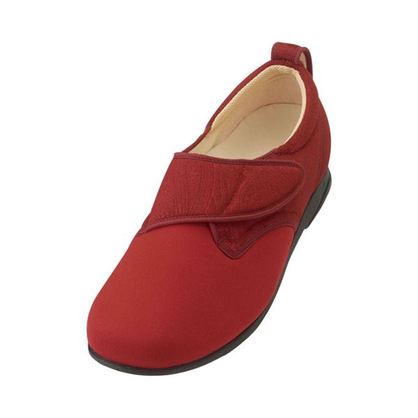 【クーポン配布中】介護靴 施設・院内用 ウィングストレッチ 1102 片足 徳武産業 あゆみシリーズ ／LL (24.0〜24.5cm) ワイン 左足