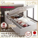 【ポイント20倍】収納ベッド シングル・レギュラー【縦開き】【Pratipue】【マルチラススーパースプリングマットレス付】ダークブラウン 国産跳ね上げ収納ベッド【Pratipue】プラティーク【代引不可】