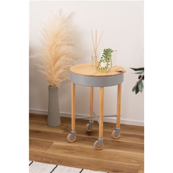 サイドテーブル 約幅35×奥行35×高さ51.5cm グレー スチール キャスター付き リビング インテリア家具 組立品