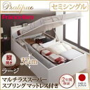 【ポイント20倍】収納ベッド セミシングル・ラージ【縦開き】【Pratipue】【マルチラススーパースプリングマットレス付】ダークブラウン 国産跳ね上げ収納ベッド【Pratipue】プラティーク【代引不可】