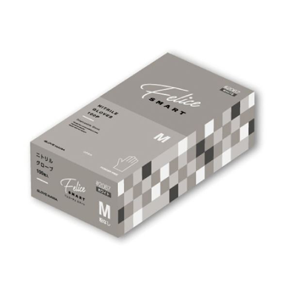 〔まとめ〕 川西工業 ニトリルグローブ フェリーチェ スマート 粉なし ホワイト M #2067W-M 1箱 (100枚) 〔×5セット〕