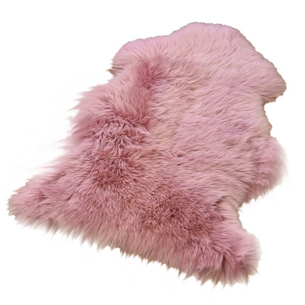 【クーポン配布中】ムートンラグ 約55×80cm 1匹サイズ ピンク【代引不可】