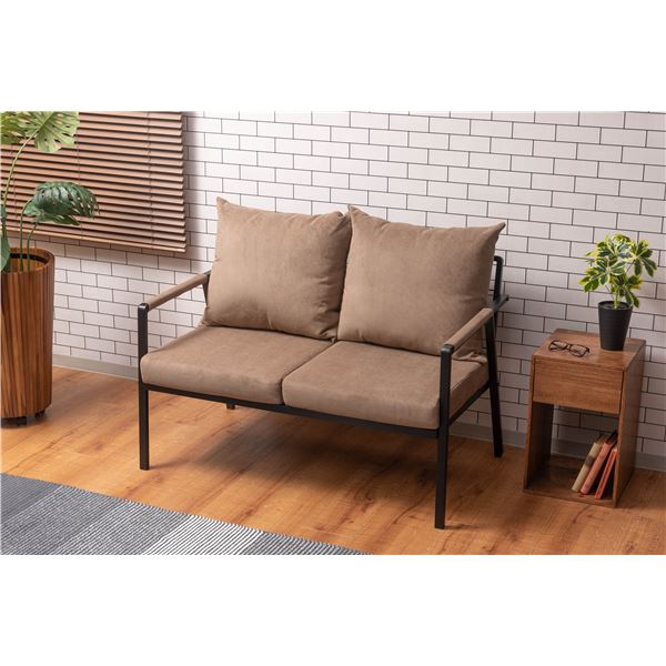 【ブラックフライデーでP最大47倍】ソファ 2人掛け ベージュ 肘掛け/アーム付き 組立品