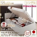 【ポイント20倍】収納ベッド シングル・レギュラー【横開き】【Pratipue】【マルチラススーパースプリングマットレス付】ナチュラル 国産跳ね上げ収納ベッド【Pratipue】プラティーク【代引不可】