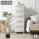 【クーポン配布中】チェスト 収納棚 スリム 5段 キャスタータイプ ミルクティーベージュ 日本製 プラスチック 引き出し収納 リビング収納 組立品