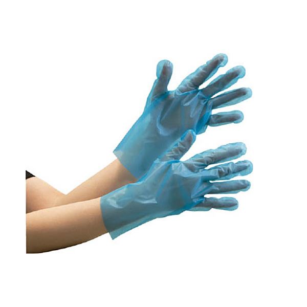 〔まとめ〕 ミドリ安全 ポリエチレン使い捨て手袋 外エンボス 青 SS VERTE-581-SS 1箱 (200枚) 〔×5セット〕 使いきり手袋