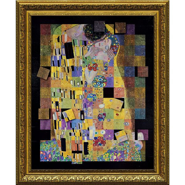 【ポイント20倍】ユーパワー 名画モザイクアート Gel加工 アートフレーム Mサイズ クリムト「ザ・キス」