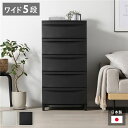【クーポン配布中】チェスト 収納棚 ワイド 5段 脚タイプ ダークグレー 日本製 プラスチック 引き出し収納 リビング収納 組立品【代引不可】