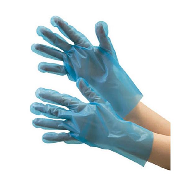 〔まとめ〕 ミドリ安全 ポリエチレン使い捨て手袋 外エンボス 青 L VERTE-581-L 1箱 (200枚) 〔×5セット〕 使いきり手袋