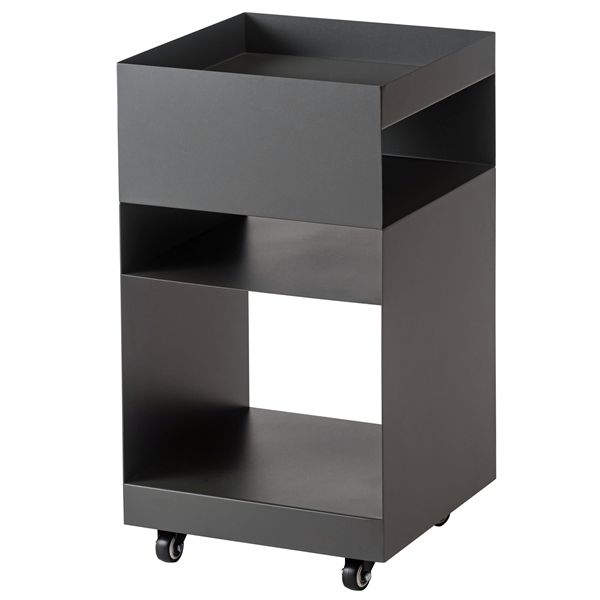 サイドテーブルワゴン 約W35×D35×H62.5cm ダークグレー 組立式