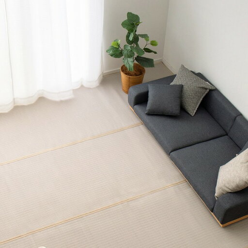 い草風 ラグマット 絨毯 江戸間6畳 約261×352cm グレー 洗える い草 カーペット 四条 しじょう ホットカーペット可 リビング【代引不可】 い草風 ラグマット 絨毯 江戸間6畳 約261×352cm グレー 洗える い草 カーペット 四条 しじょう ホットカーペット可 リビング【代引不可】
